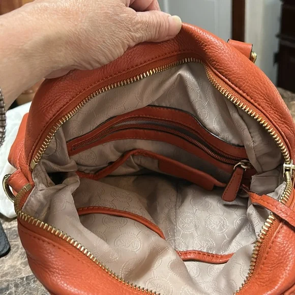Michael Kors (Bedford) Orange Satchel with Gold Accents - Picture 6 of 9